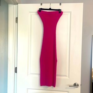 Magenta fuzzy strapless tube dress